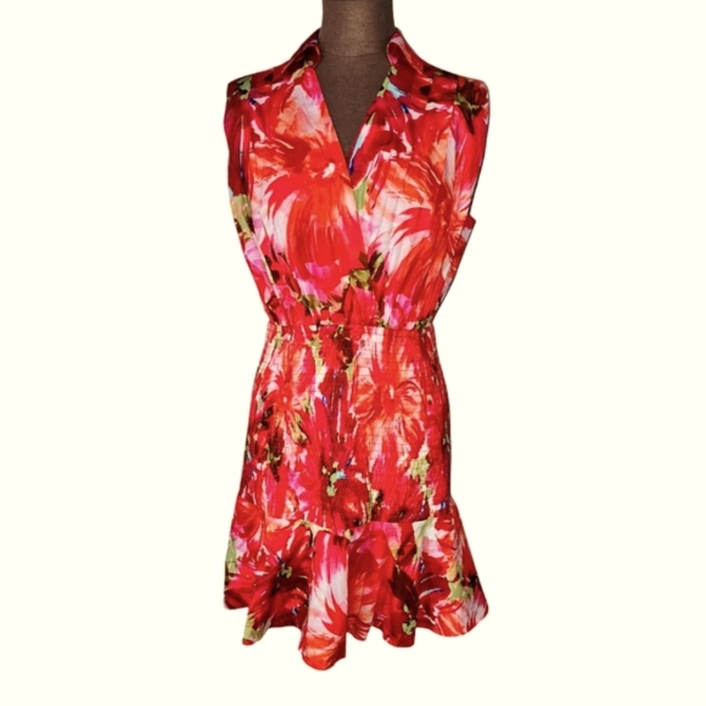 Milly Red Floral Mini Dress - Picture 2 of 15